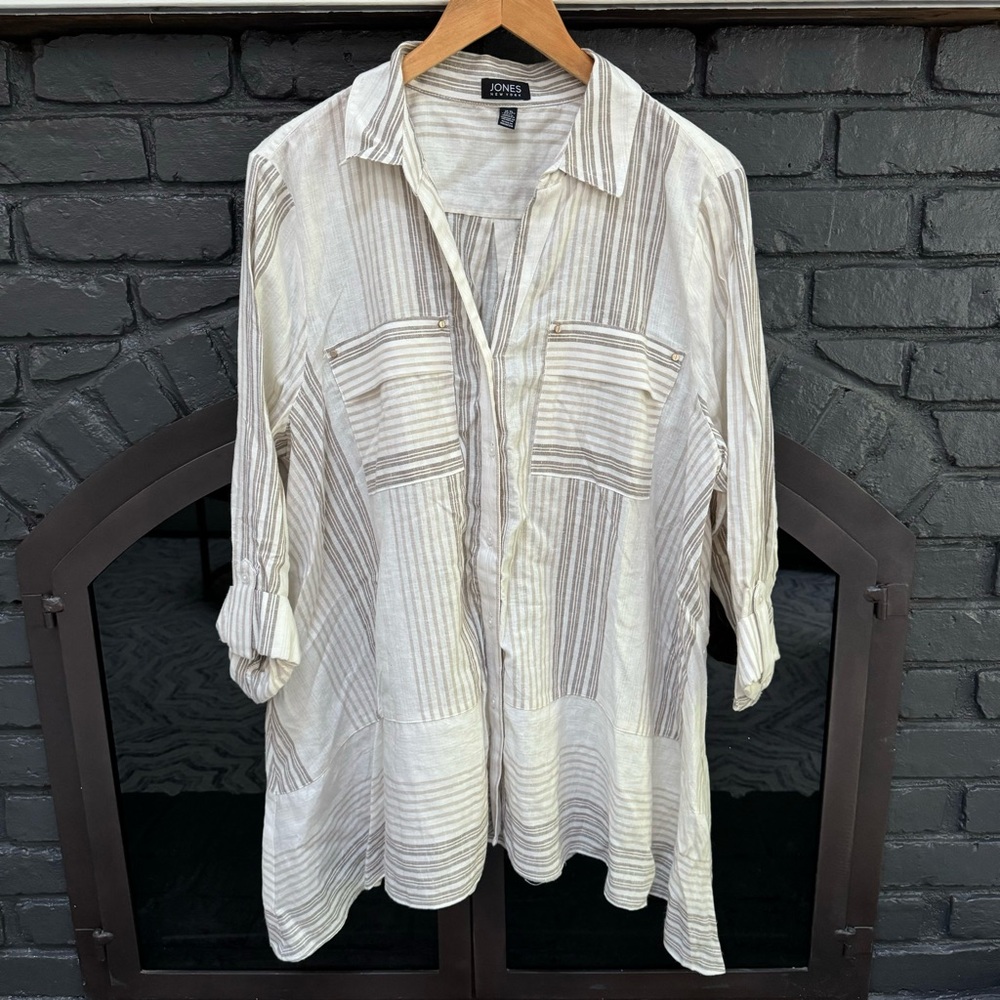 Jones NY | Linen Blend Swing Button Down Shirt